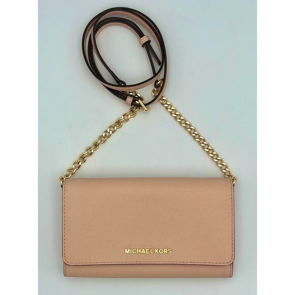 Michael Kors Pink Crossbody Bag | Saffiano Leather Purse | Small Designer Clutch - Picture 1 of 10